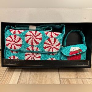 NIB RACHEL ZOE Beaded Peppermint Design Handbag Set